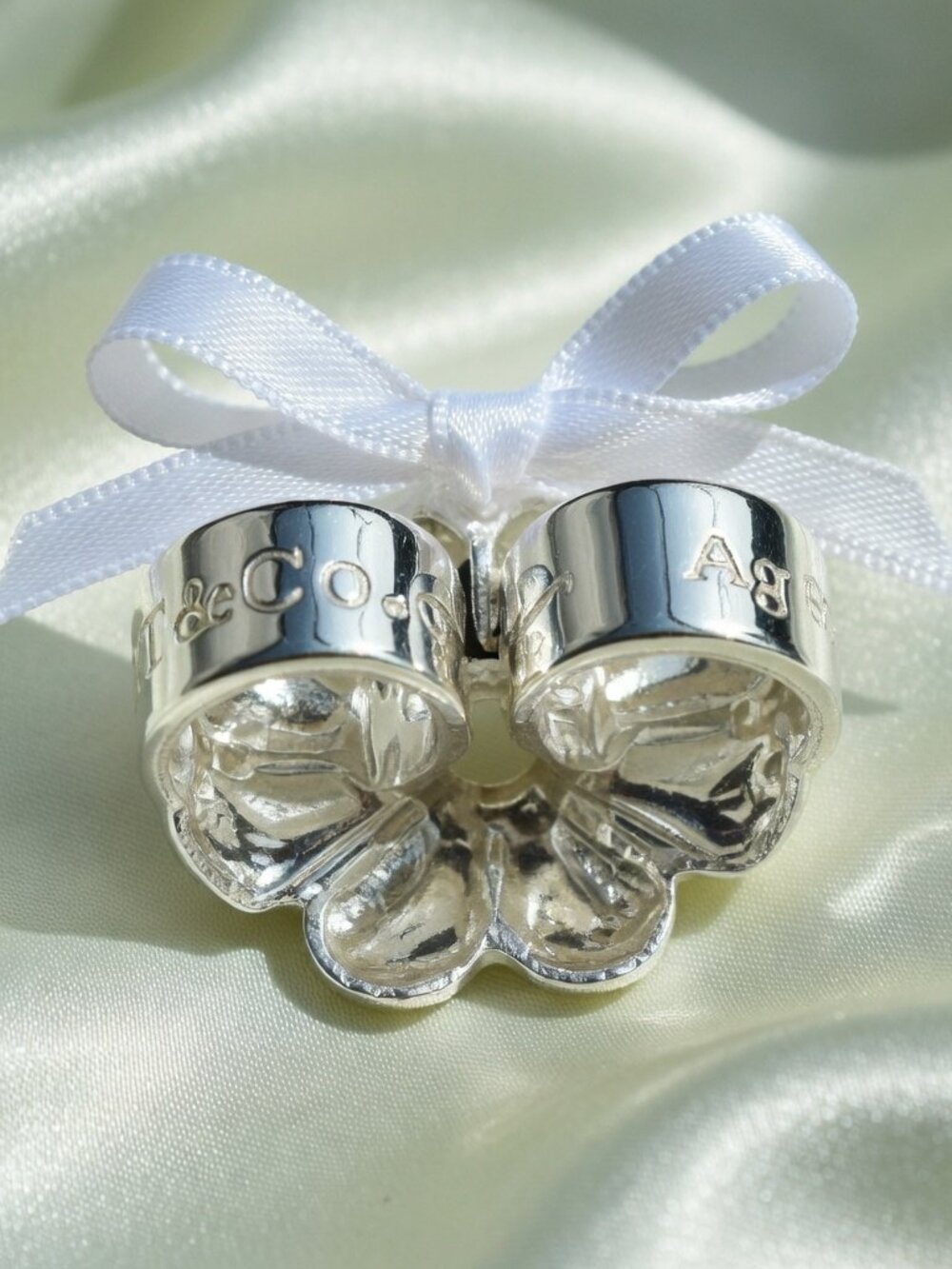 💕 TIFFANY Sterling Silver Infinity Figure Eight Pearl Earrings. only Earrings - Picture 4 of 9